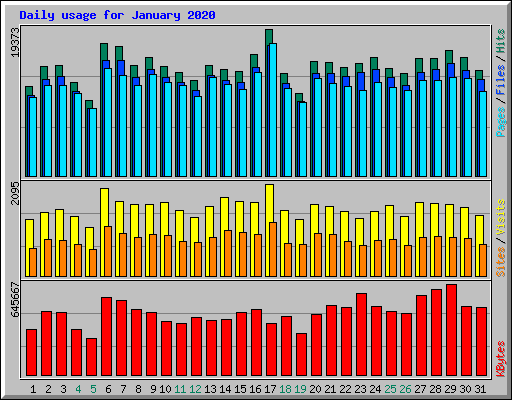 Daily usage for January 2020