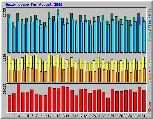 Daily usage for August 2020