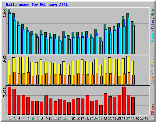 Daily usage for February 2021