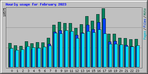 Hourly usage for February 2023